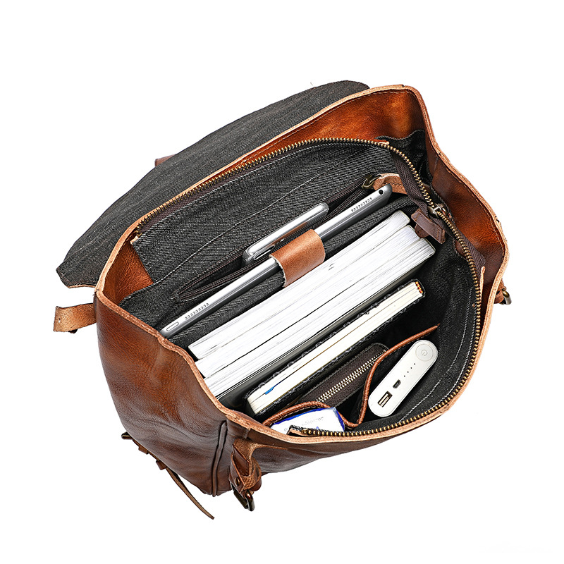 Retro Genuine Leather Casual Business Men's Backpack-Backpacks-Brown-Free Shipping Leatheretro