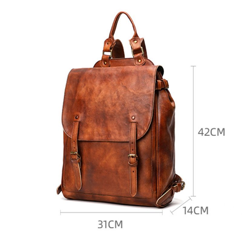 Retro Genuine Leather Casual Business Men's Backpack-Backpacks-Brown-Free Shipping Leatheretro