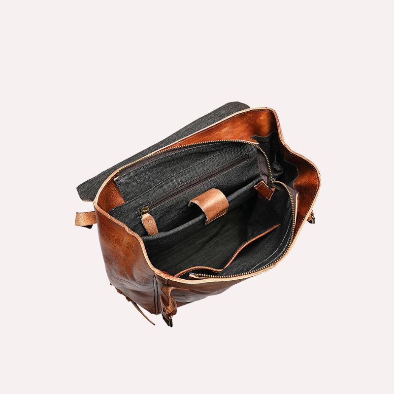 Retro Genuine Leather Casual Business Men's Backpack-Backpacks-Brown-Free Shipping Leatheretro