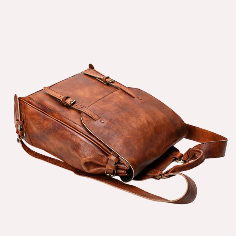 Retro Genuine Leather Casual Business Men's Backpack-Backpacks-Brown-Free Shipping Leatheretro