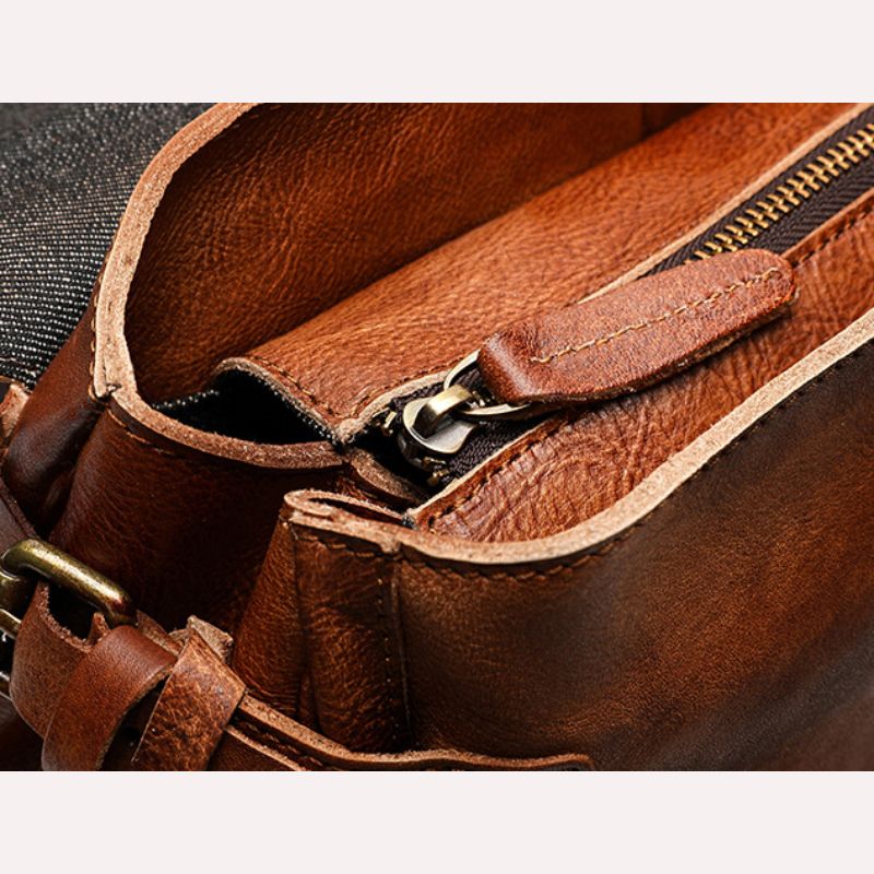 Retro Genuine Leather Casual Business Men's Backpack-Backpacks-Brown-Free Shipping Leatheretro