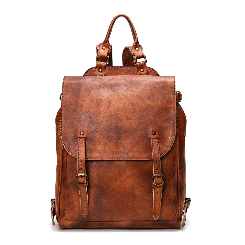 Retro Genuine Leather Casual Business Men's Backpack-Backpacks-Brown-Free Shipping Leatheretro