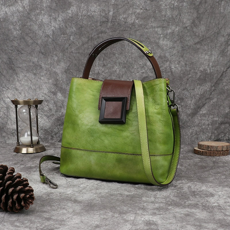 Retro Genuine Leather Shoulder Bag-Handbags-Green-Free Shipping Leatheretro