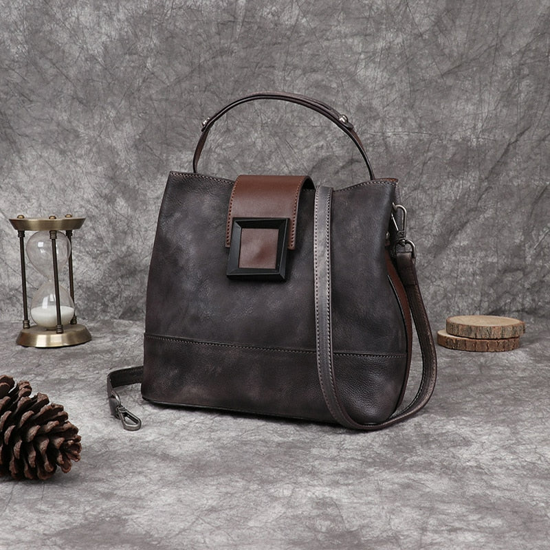 Retro Genuine Leather Shoulder Bag-Handbags-Gray-Free Shipping Leatheretro