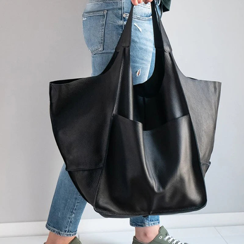 Retro Handmade Large Tote Bag-Tote Bag-Black-Free Shipping Leatheretro