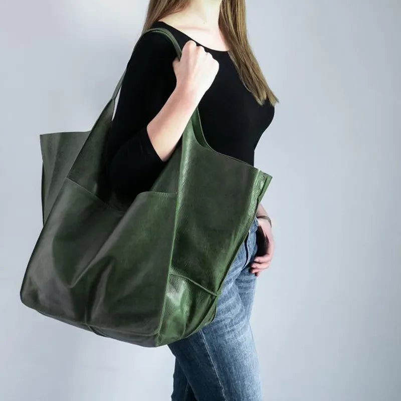 Retro Handmade Large Tote Bag-Tote Bag-Red-Free Shipping Leatheretro