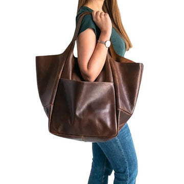 Retro Handmade Large Tote Bag-Tote Bag-Red-Free Shipping Leatheretro