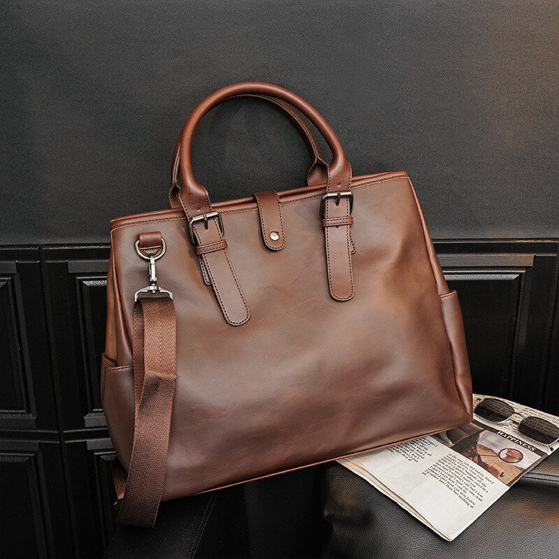 Large Capacity Retro Leather Briefcase-Briefcase-Free Shipping Leatheretro