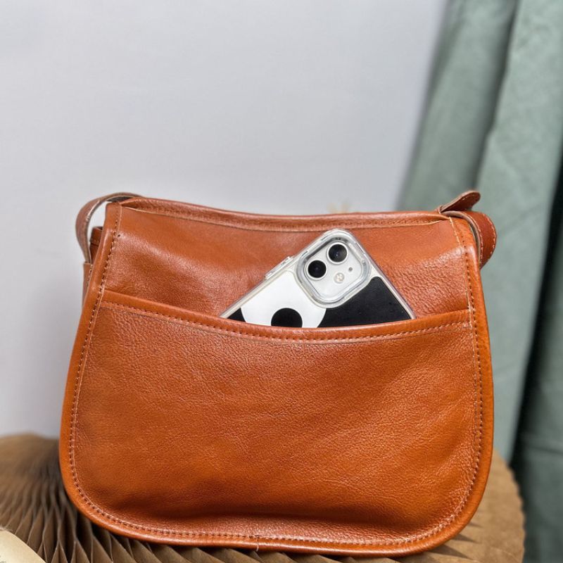 Retro Saddle Bag Women's High-end Messenger Bag-Handbags-Brown-Free Shipping Leatheretro