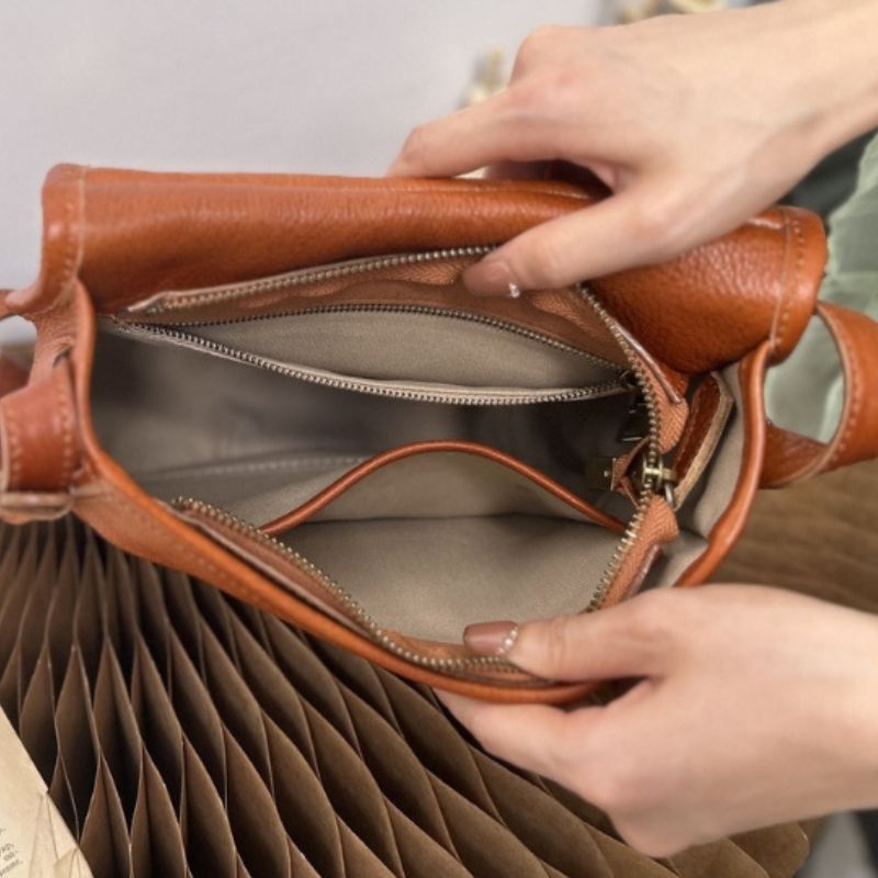 Retro Saddle Bag Women's High-end Messenger Bag-Handbags-Brown-Free Shipping Leatheretro