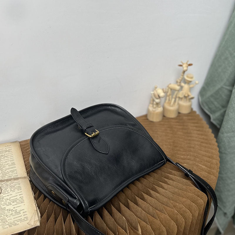 Retro Saddle Bag Women's High-end Messenger Bag-Handbags-Black-Free Shipping Leatheretro