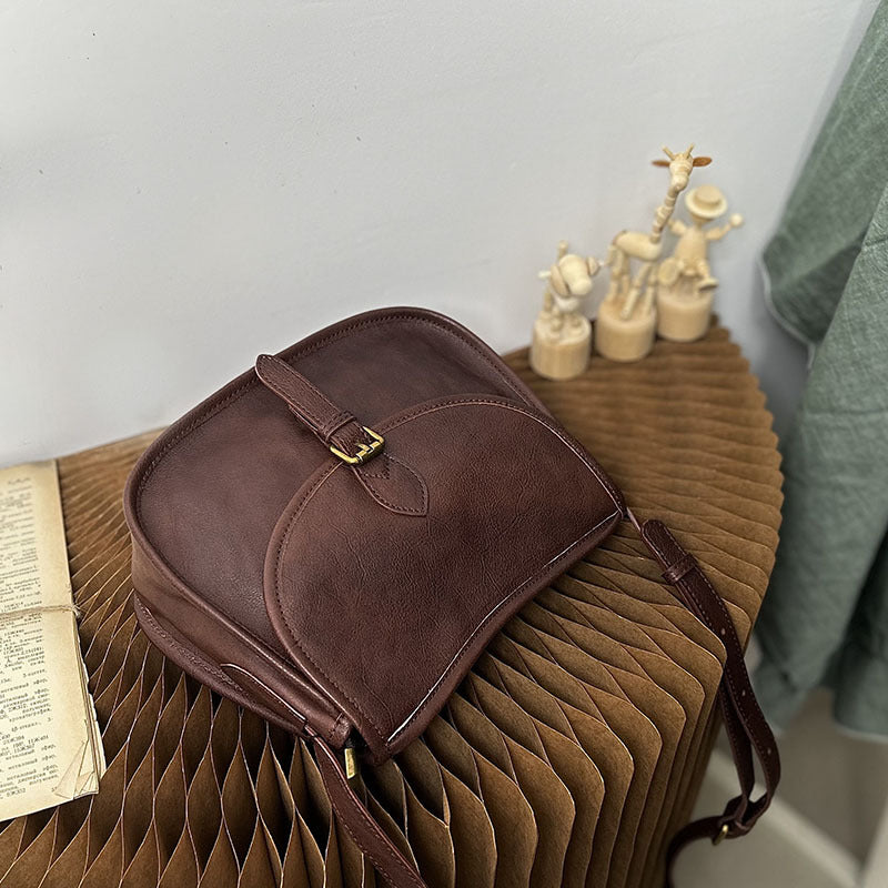 Retro Saddle Bag Women's High-end Messenger Bag-Handbags-Coffee-Free Shipping Leatheretro