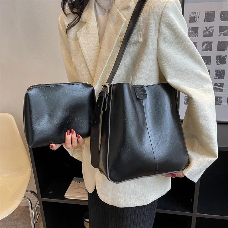 Retro Shoulder Tote Bag Set For Women-Tote Bag-Auburn-Free Shipping Leatheretro