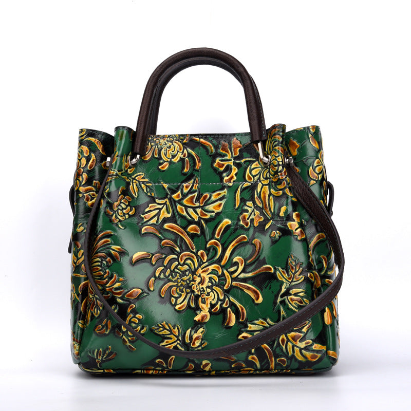 Retro Style Diagonal Cross Toe Layer Cowhide Bag-Handbags-Green-Free Shipping Leatheretro