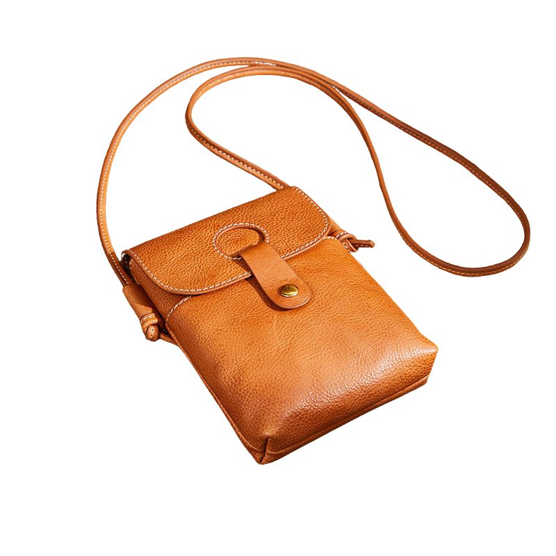 Retro Top Layer Cowhide Cell Phone Bag-Handbags-Yellow-Free Shipping Leatheretro