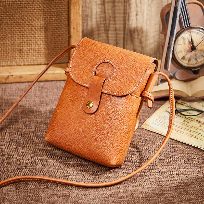 Retro Top Layer Cowhide Cell Phone Bag-Handbags-Yellow-Free Shipping Leatheretro