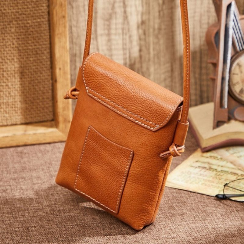 Retro Top Layer Cowhide Cell Phone Bag-Handbags-Yellow-Free Shipping Leatheretro