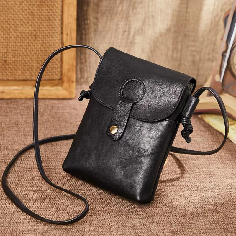 Retro Top Layer Cowhide Cell Phone Bag-Handbags-Black-Free Shipping Leatheretro