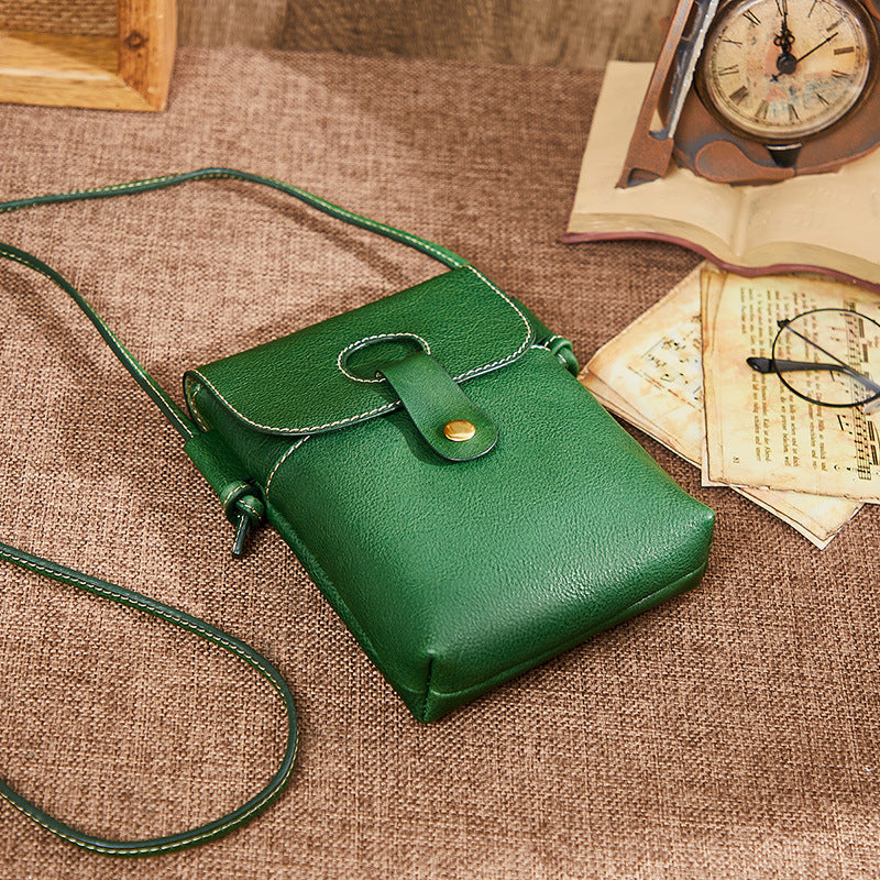 Retro Top Layer Cowhide Cell Phone Bag-Handbags-Green-Free Shipping Leatheretro