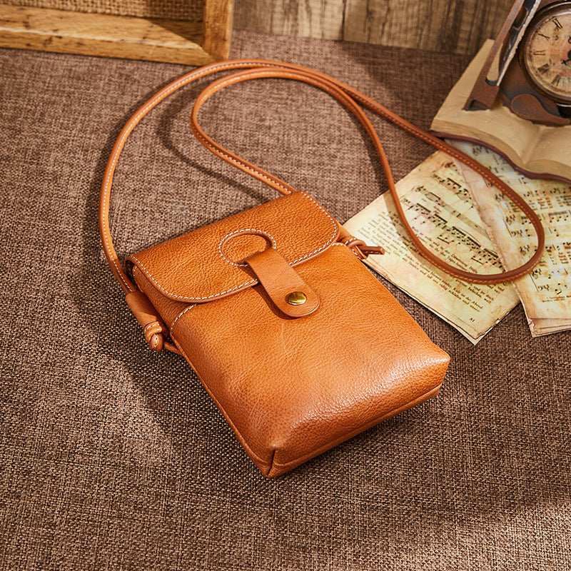 Retro Top Layer Cowhide Cell Phone Bag-Handbags-Yellow-Free Shipping Leatheretro