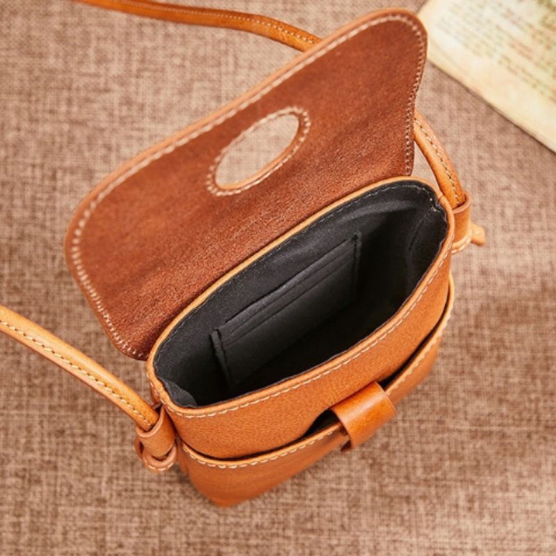 Retro Top Layer Cowhide Cell Phone Bag-Handbags-Yellow-Free Shipping Leatheretro