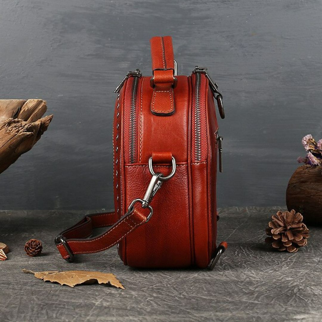 Retro Totem Women Real Leather Handbag-Handbags-Brown-Free Shipping Leatheretro