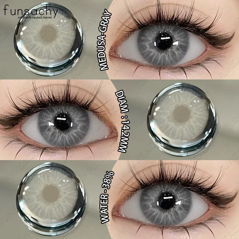 2PCS Colored Eye Lenses Brown Colorcon Contact Lenses Grey High Quality Natural Pupils Blue Cosmetic Beauty Lens Yearly