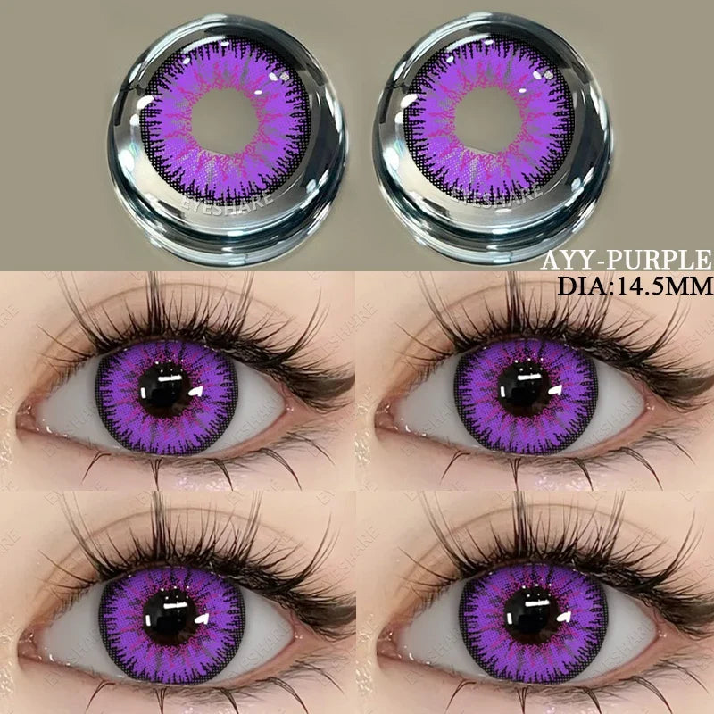 Colored Contact Lenses 2pcs Purple Contact Lenses Anime Cosplay Contact Eye Lenses Halloween Beauty Makeup Color Lens-AYY-PURPLE-China Mainland-Free Shipping Leatheretro
