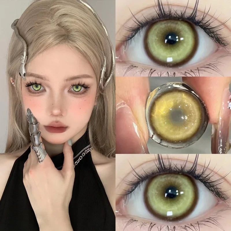 2Pcs Halloween Cosplay Color Contact Lenses for Eyes with Degree Cosmetic Lens Green Eyes Makeup Soft Blue Beauty Pupil-Koi Legend-3.25-Free Shipping Leatheretro