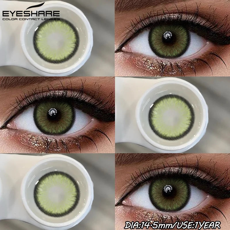 1Pair Fashion Colored Contact Lenses for Eyes Big Blue Eye Lens Natural Yearly Cosmetics Beauty Women Men Pupils-DIAMOND-GREEN-Free Shipping Leatheretro