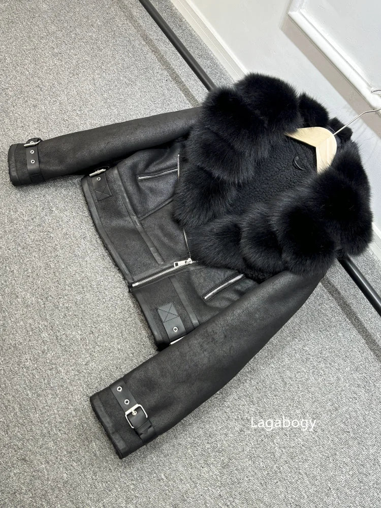 Fashion Winter Women Faux Fur Leather Jacket Coats-Coats & Jackets-Brown Fur-XS-Free Shipping Leatheretro