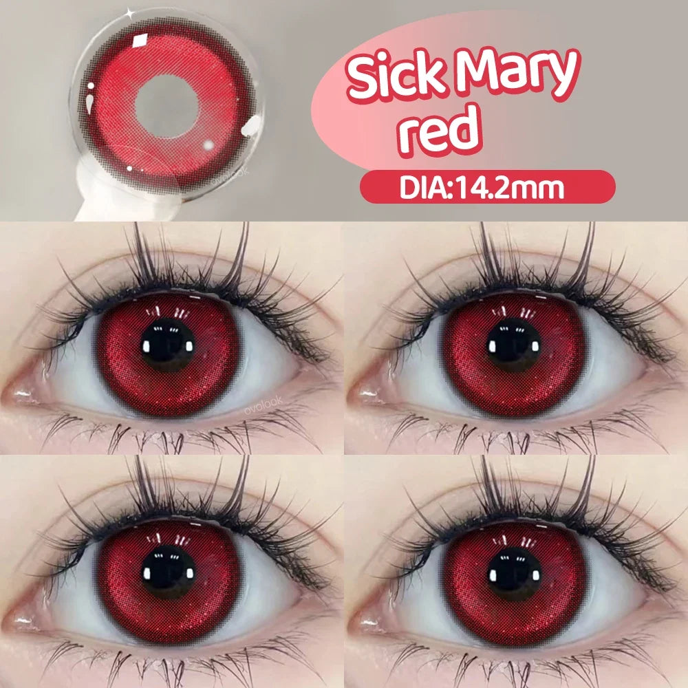 2pcs/pair Cyber Series Halloween Colored Contact Lenses for Makeup Eyes Big Pupils Red Contact Lenses Brown Lens Myopia