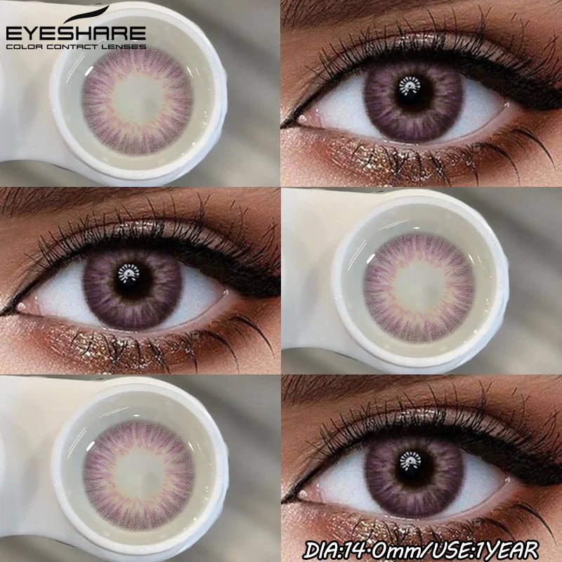1Pair Fashion Colored Contact Lenses for Eyes Big Blue Eye Lens Natural Yearly Cosmetics Beauty Women Men Pupils-OMG-PURPLE-Free Shipping Leatheretro