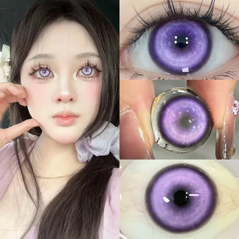 2Pcs Halloween Cosplay Color Contact Lenses for Eyes with Degree Cosmetic Lens Green Eyes Makeup Soft Blue Beauty Pupil-Koi Prank-3.25-Free Shipping Leatheretro