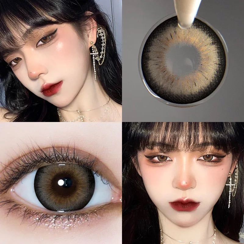 Colored Lenses For Eyes with Diopter Myopia Eyes Contacts Lens Beauty Pupil 1 Pair Natural Cosmetics Yearly New