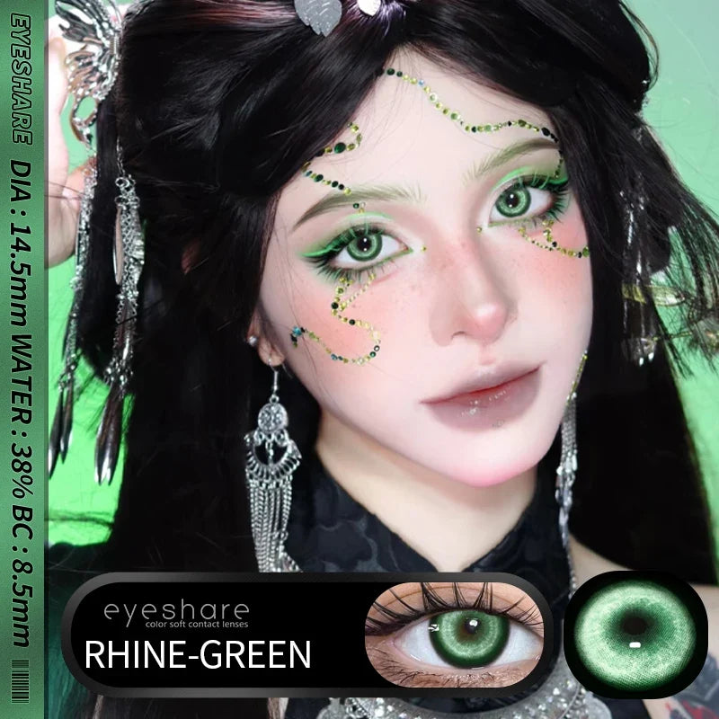 Contact Lenses 14.5mm 1Pair for Anime accessories for eyes Cosplay Color contact Lenses Halloween Eye Contacts yearly use-RHINE-BLUE-Free Shipping Leatheretro