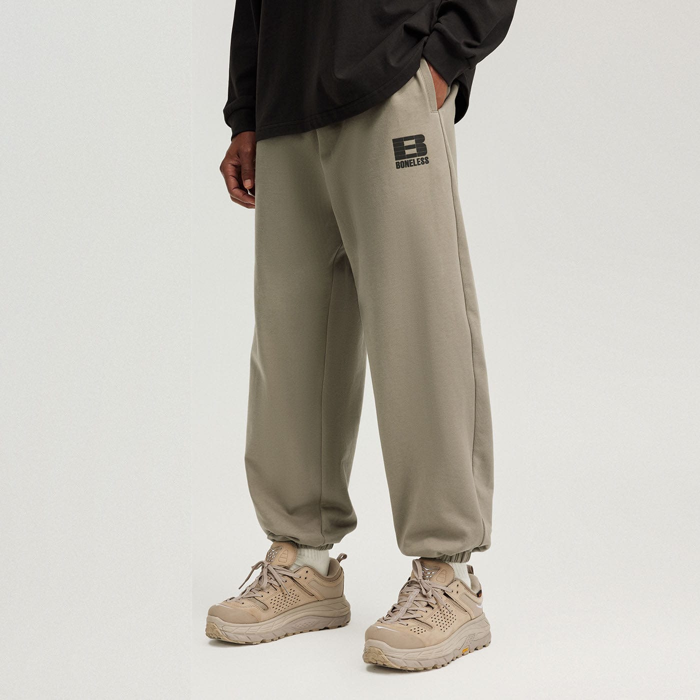 BONELESS Plaid B LOGO Jogger-Pants-S-Khaki-Free Shipping Leatheretro