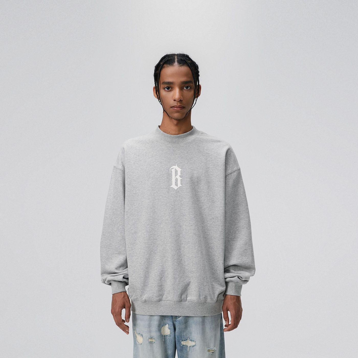 BONELESS Gothic LOGO Sweatshirt-Sweatshirt-S-Beige-Free Shipping Leatheretro