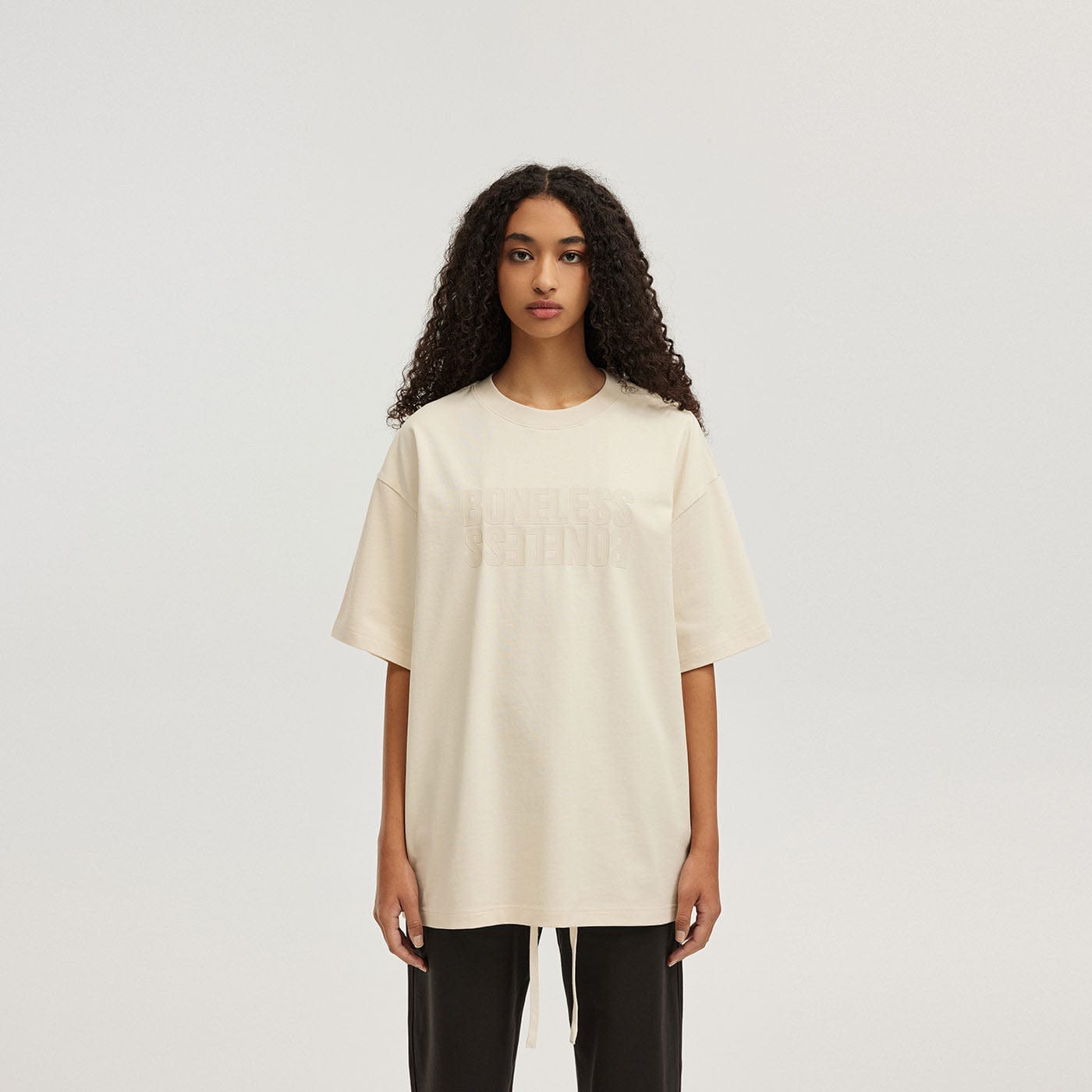 BONELESS Reversed LOGO T-Shirt-T Shirt-S-Black-Free Shipping Leatheretro