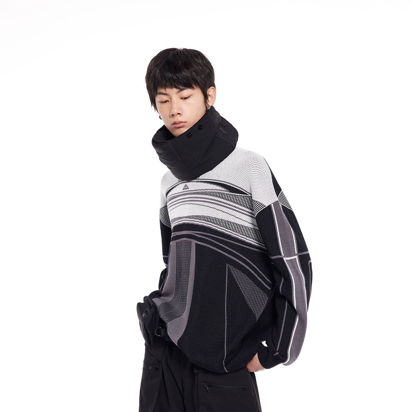 49PERCENT Future Striped Knitted Sweatshirt-Sweatshirt-S-Free Shipping Leatheretro