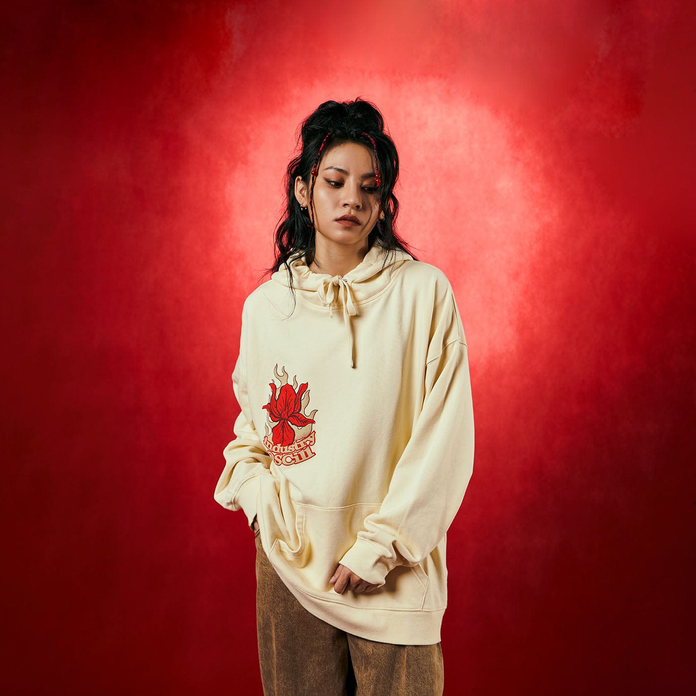 OSCILL Flame Flower Hoodie-Hoodie-S-Free Shipping Leatheretro