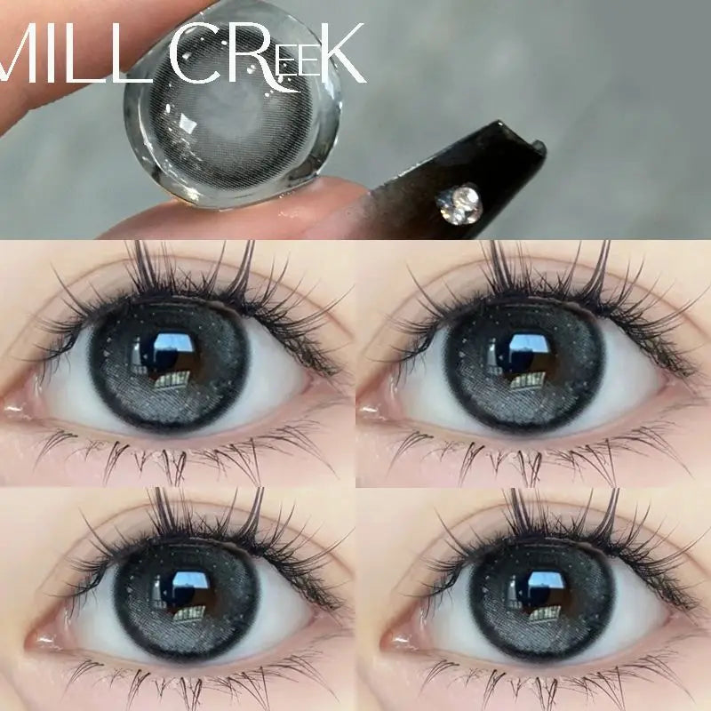 1 Pair New Eyes Contacts Lenses with Myopia Diopter Eyes Colored Lens Makeup Beauty Pupil Annual Use Fast Shipping-Agate black gold-0-China Mainland-Free Shipping Leatheretro