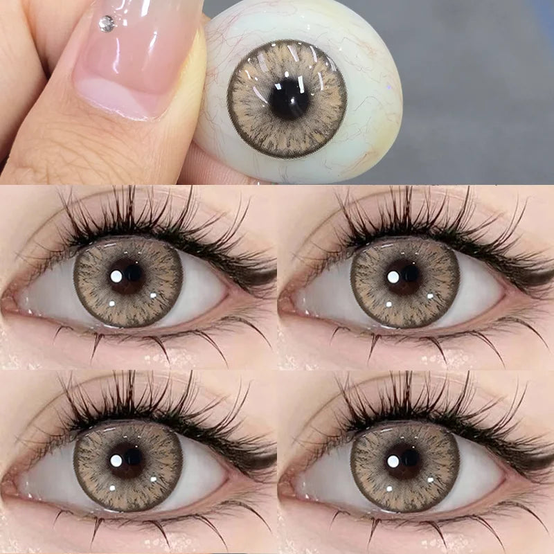 1 Pair New Eyes Contacts Lenses with Myopia Diopter Eyes Colored Lens Makeup Beauty Pupil Annual Use Fast Shipping-New-York Brown-0-China Mainland-Free Shipping Leatheretro