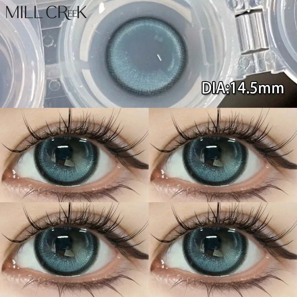 1 Pair New Eyes Contacts Lenses with Myopia Diopter Eyes Colored Lens Makeup Beauty Pupil Annual Use Fast Shipping-Swan Lake Blue-0-China Mainland-Free Shipping Leatheretro