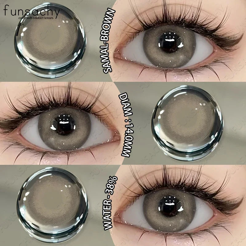 2PCS Colored Eye Lenses Brown Colorcon Contact Lenses Grey High Quality Natural Pupils Blue Cosmetic Beauty Lens Yearly
