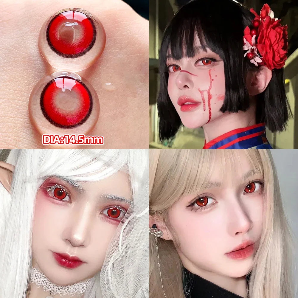 2pcs/pair Cyber Series Halloween Colored Contact Lenses for Makeup Eyes Big Pupils Red Contact Lenses Brown Lens Myopia