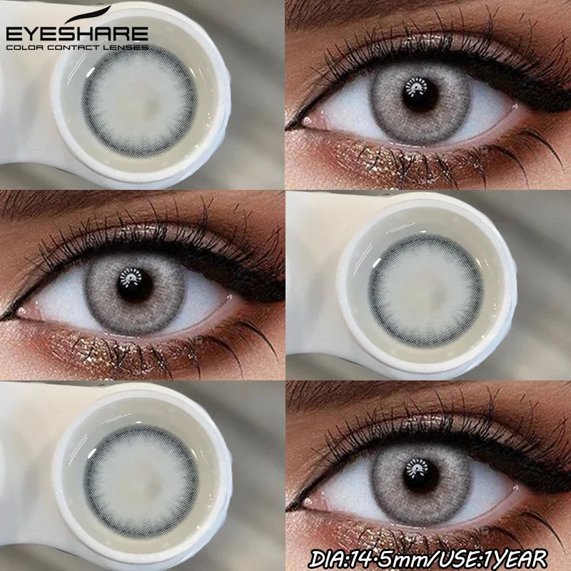 1Pair Fashion Colored Contact Lenses for Eyes Big Blue Eye Lens Natural Yearly Cosmetics Beauty Women Men Pupils-ZUCIRH-GRAY-Free Shipping Leatheretro
