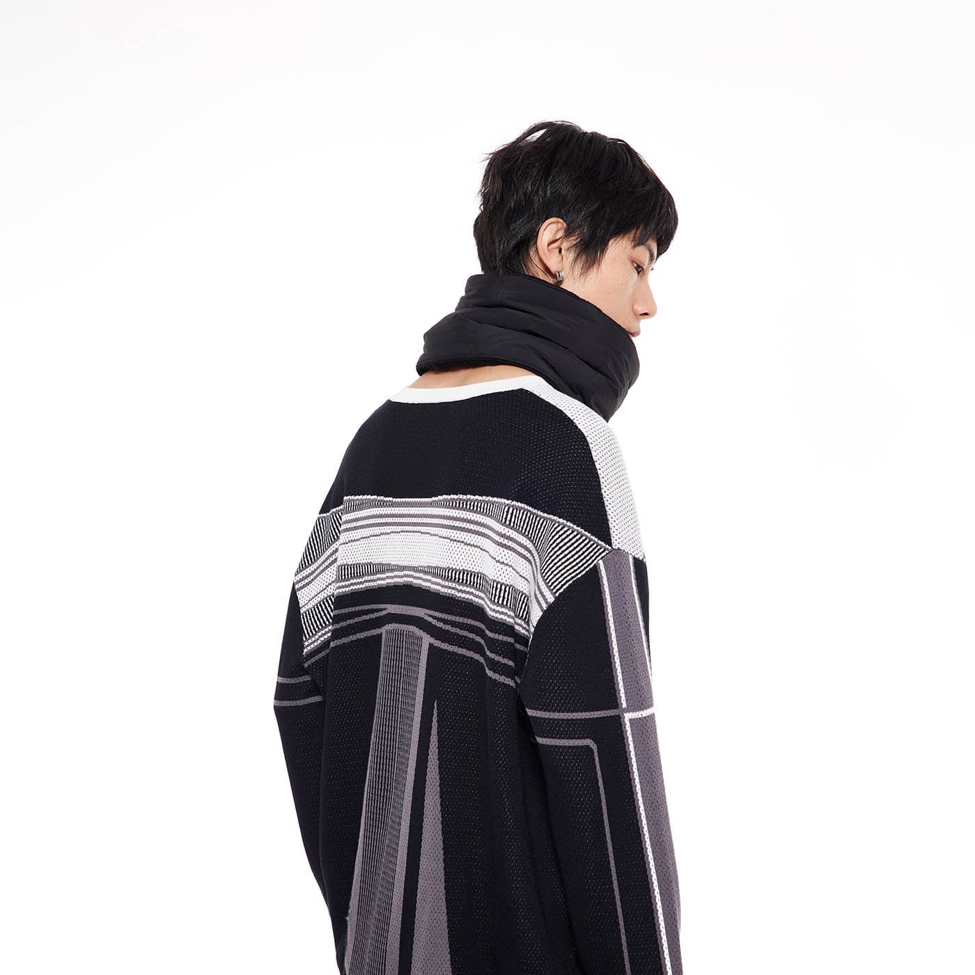 49PERCENT Future Striped Knitted Sweatshirt-Sweatshirt-S-Free Shipping Leatheretro