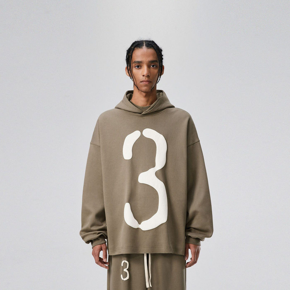 BONELESS Number 3 Puff-Print Hoodie-Hoodie-S-Brown-Free Shipping Leatheretro