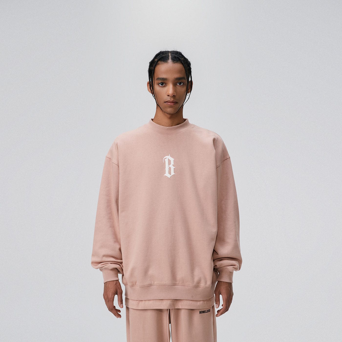 BONELESS Gothic LOGO Sweatshirt-Sweatshirt-S-Beige-Free Shipping Leatheretro